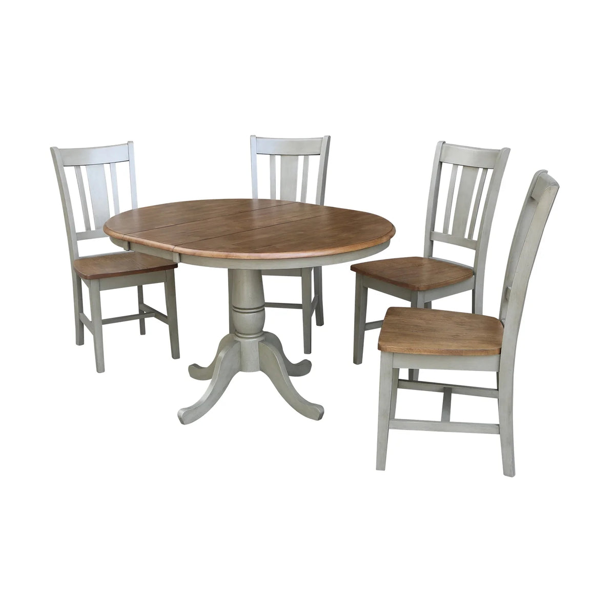 36" Round Wood Extension Dining Table With 4 Chairs A538003