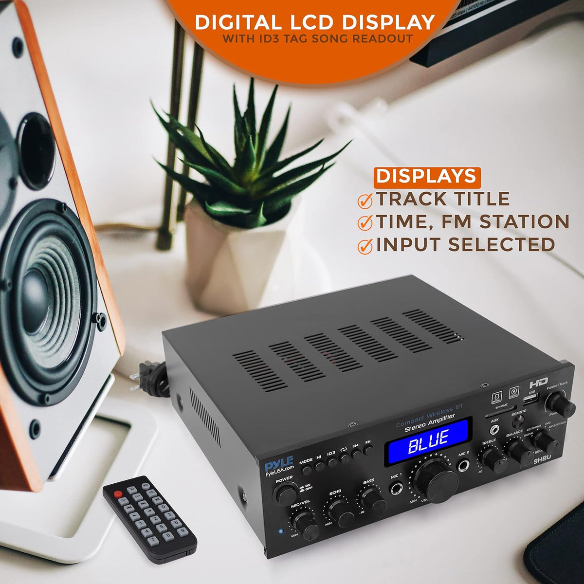 200 Watt Multi-Channel Wireless Bluetooth Home Stereo Amplifier B8098
