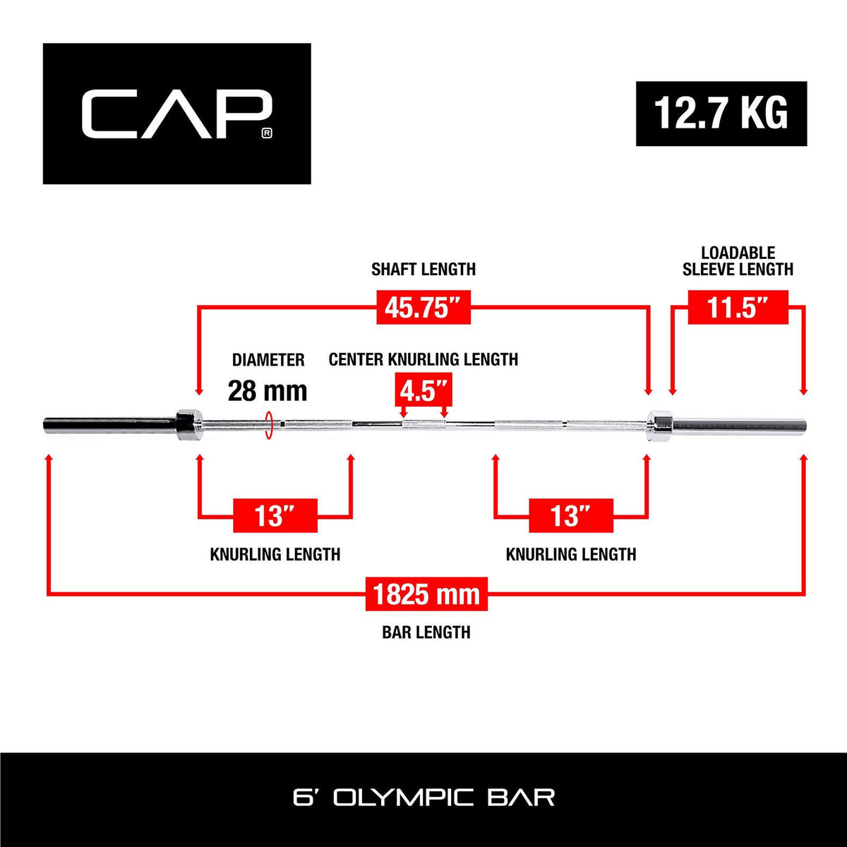 6-Foot Solid Olympic Bar Chrome 2-inch E1334