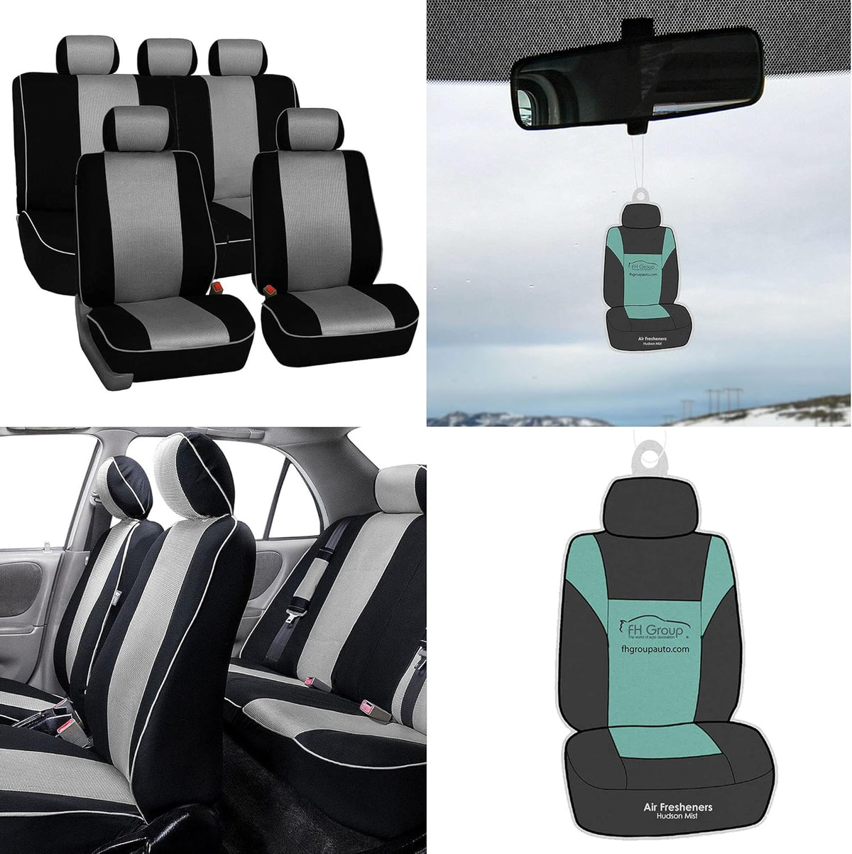 Airbag Compatible Split Bench Car Seat Covers Beige Black U4504