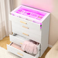 Black 5 Drawer Dresser with Tempered Glass Top G502