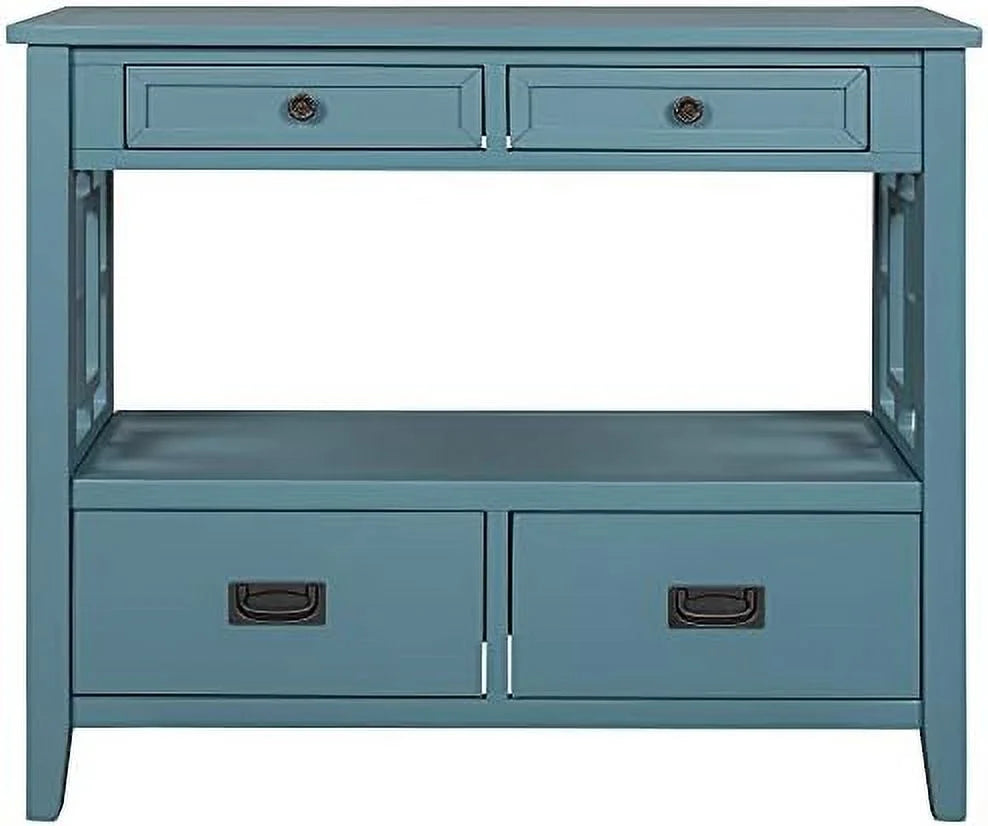 Modern Wood Console Table with 4 Drawers and 1 Shelves L61088