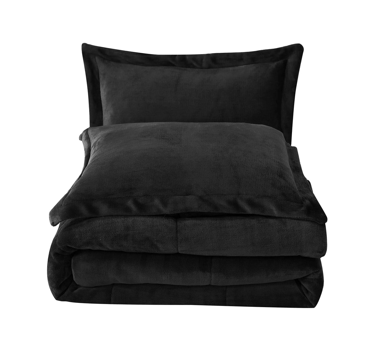 3-Piece Micromink Sherpa Reversible Down Alternative Comforter Set Queen Black Y910112