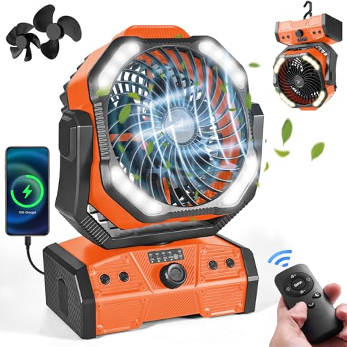 40000mAh Orange Camping Fan with LED Light M5895