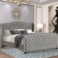 Gray Velvet Upholstered Queen Platform Bed H512298