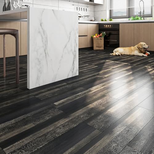 Black 35 Pcs Peel and Stick Vinyl Flooring Planks M3248