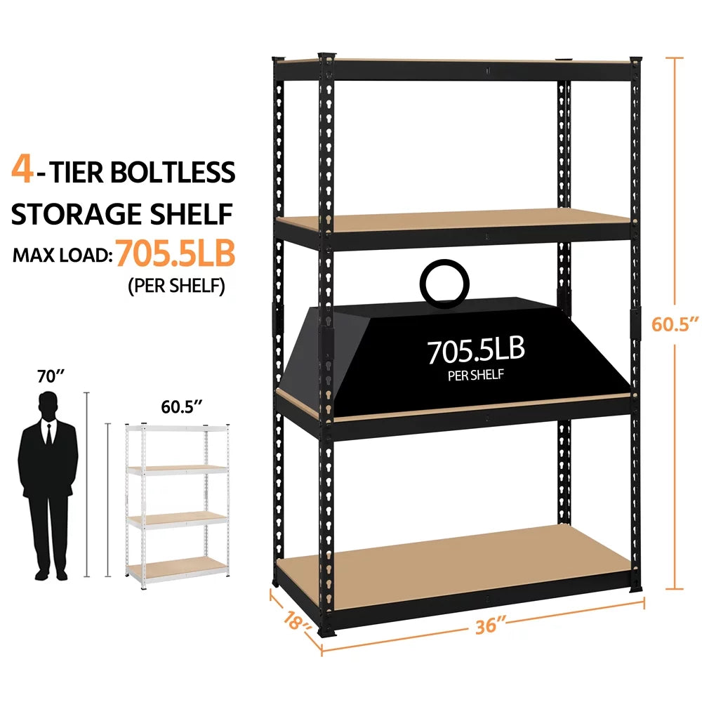 4-Tier Metal Storage Shelf Units J9817