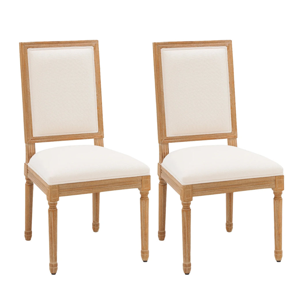 Beige Dining Chairs Set of 2 with Rubber Wood Legs V381568