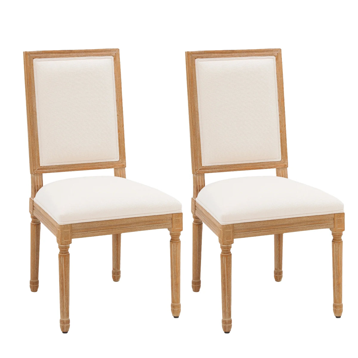 Beige Dining Chairs Set of 2 with Rubber Wood Legs V381568