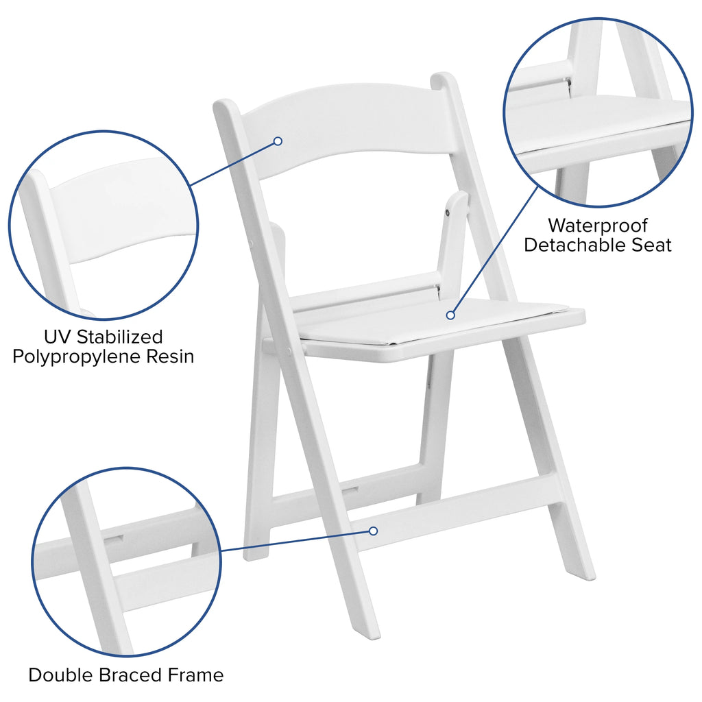 Set of 4 White Resin Folding Chairs U703591
