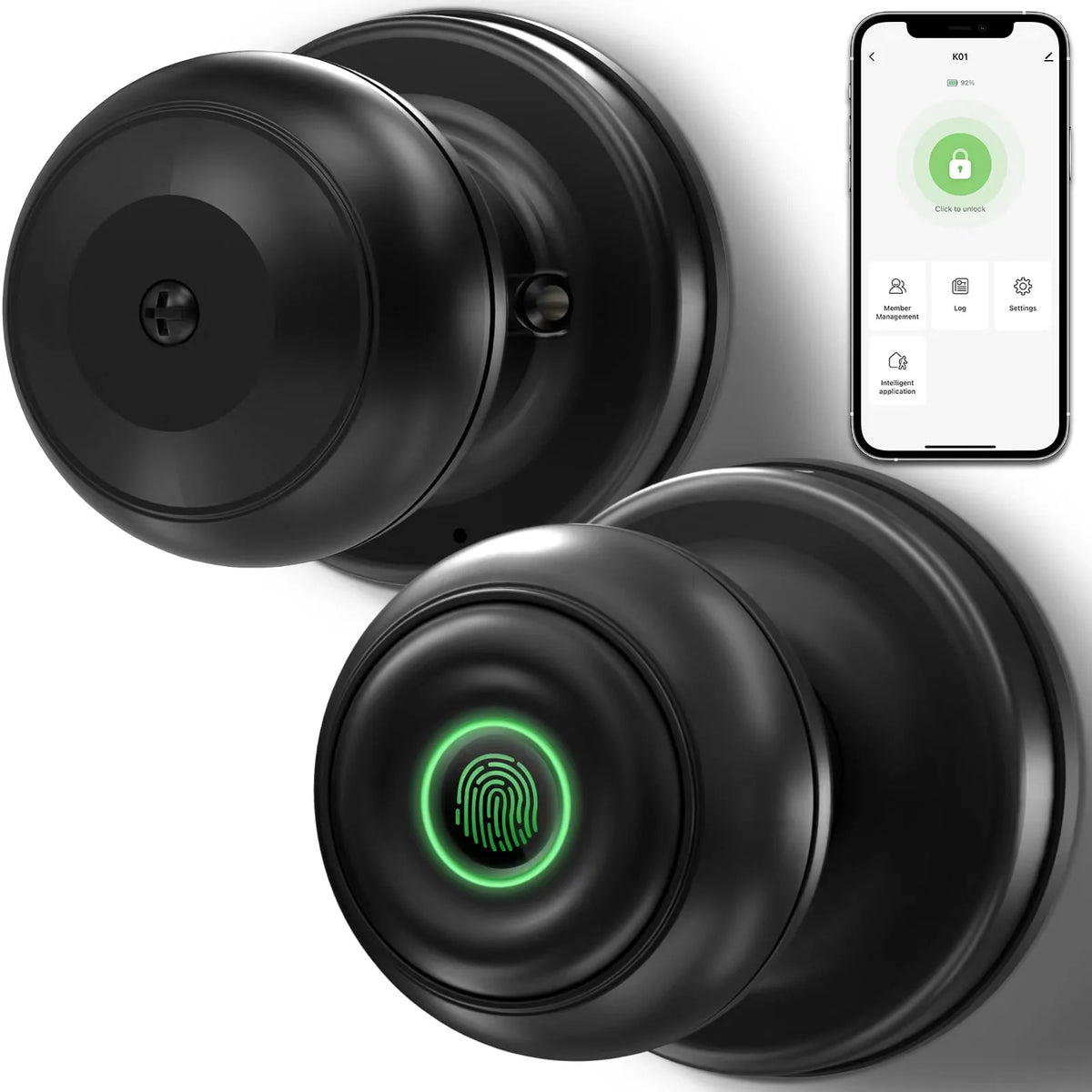 Smart Fingerprint Door Lock with App Control, Black P749514