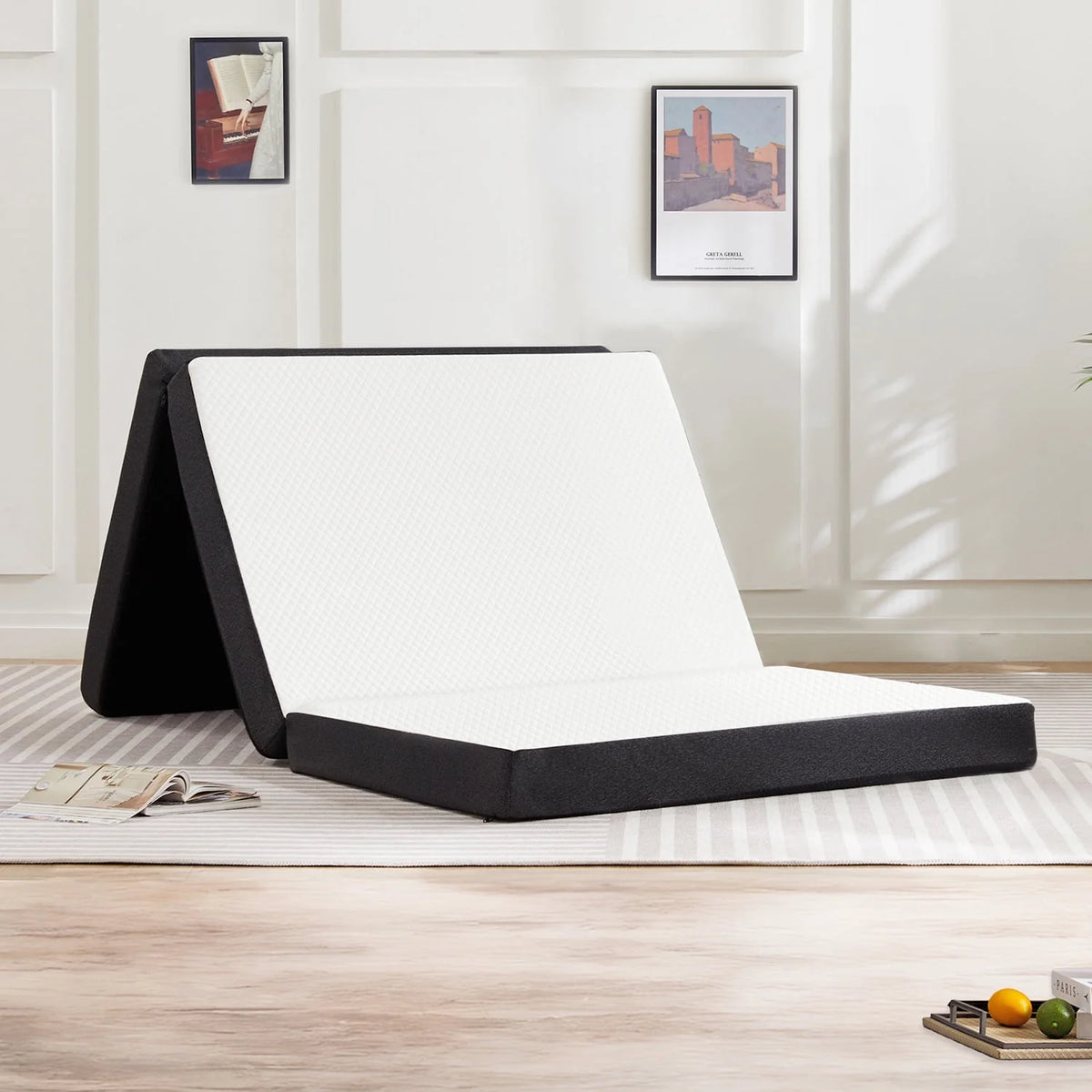 4-inch Tri Folding Memory Mattress with Removable Cover E156066
