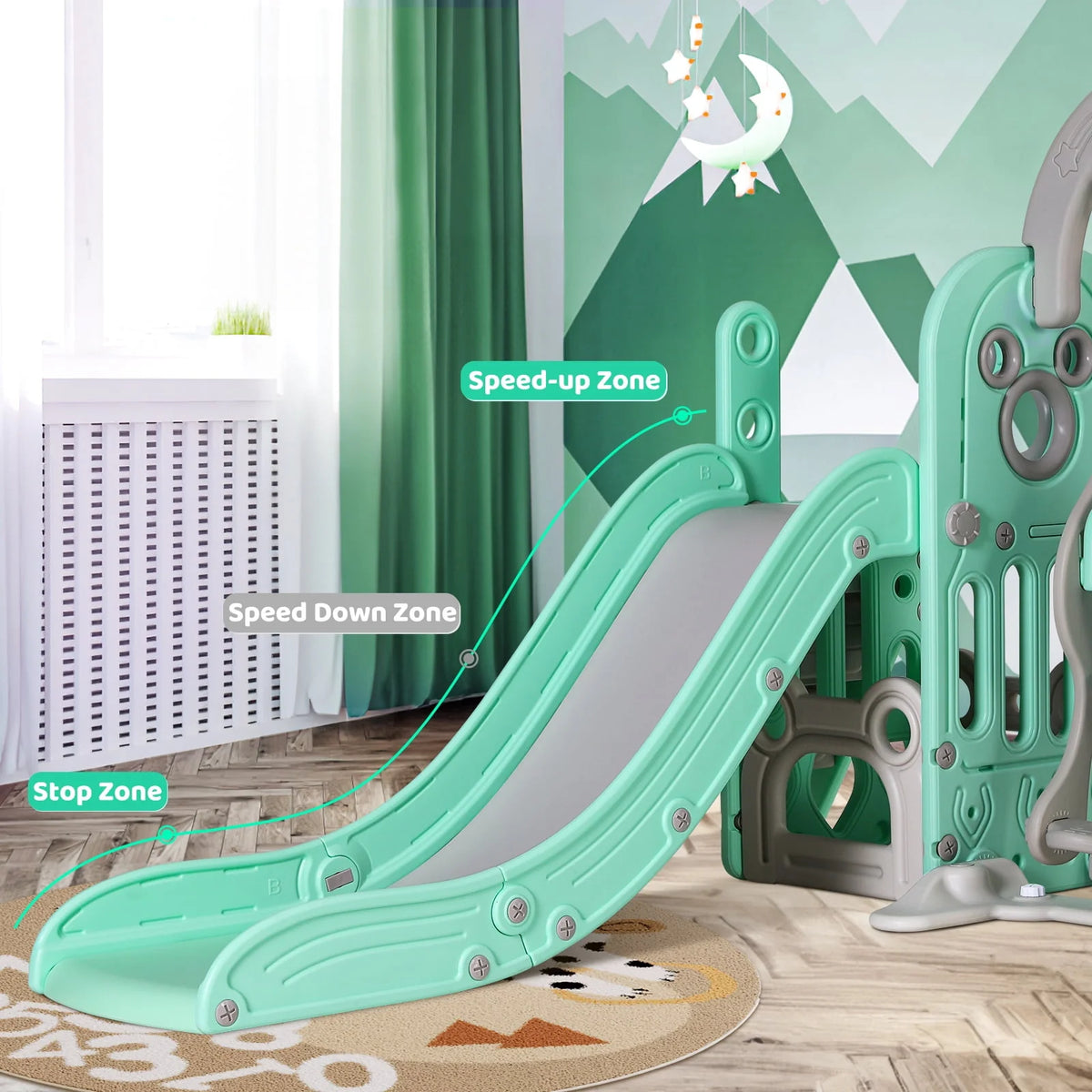 5 in 1 Toddler Swing and Slide Set Y342287