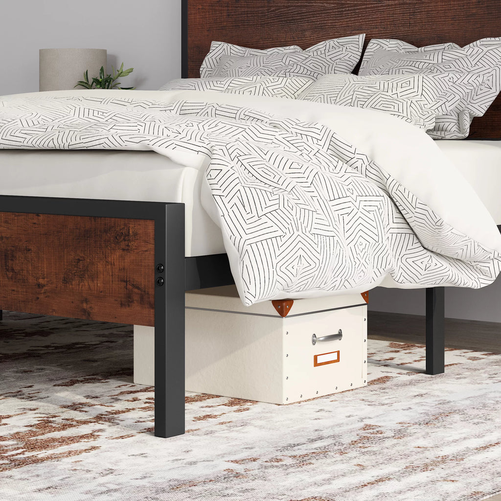 Queen Size Black Oak Headboard Bed Frame X798
