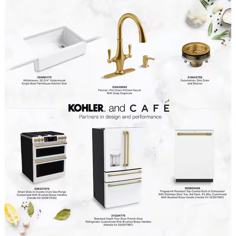Range and Rangetop Handle and Knob Kit in Brushed Brass K3362