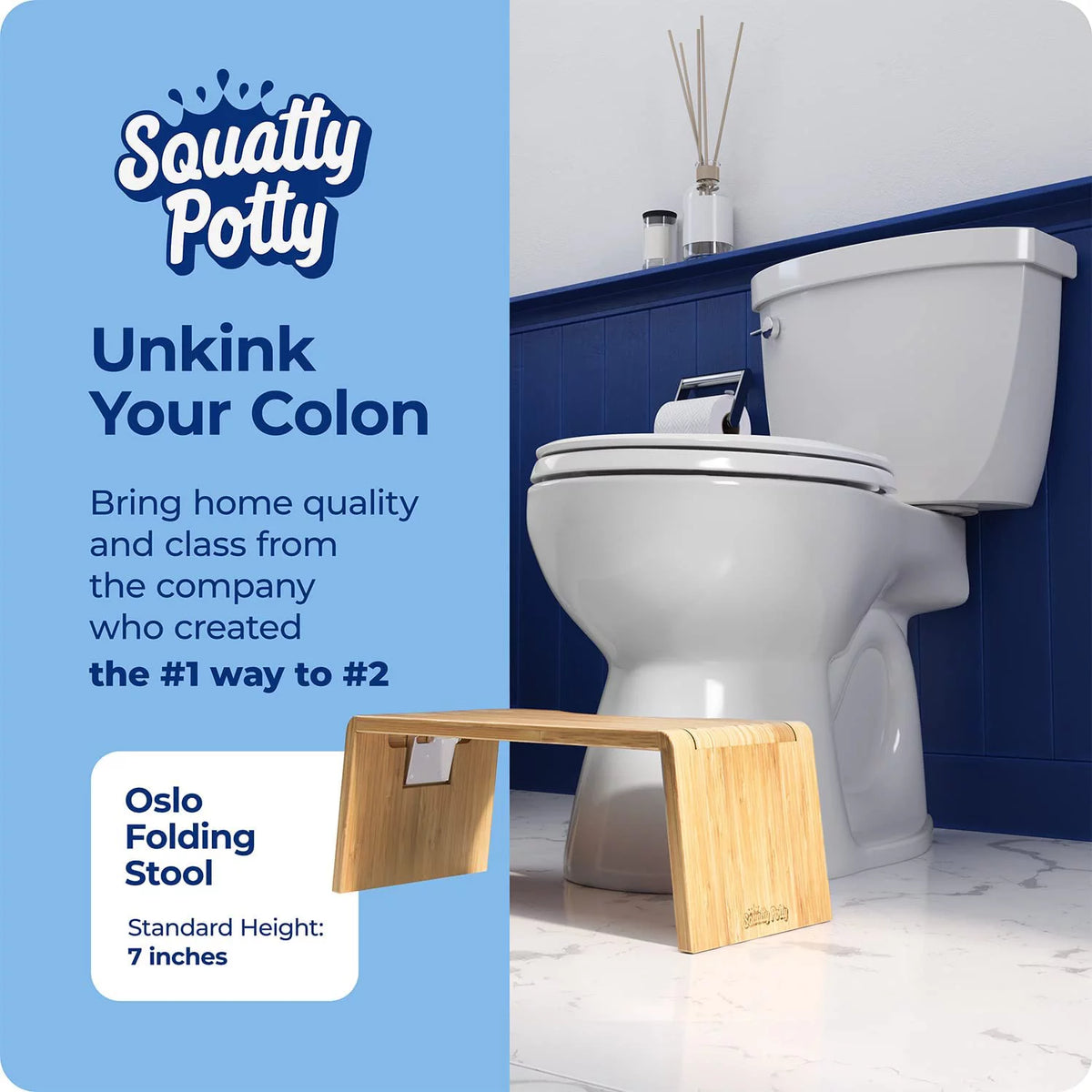 Folding Bamboo Toilet Stool 7 Inches I1793