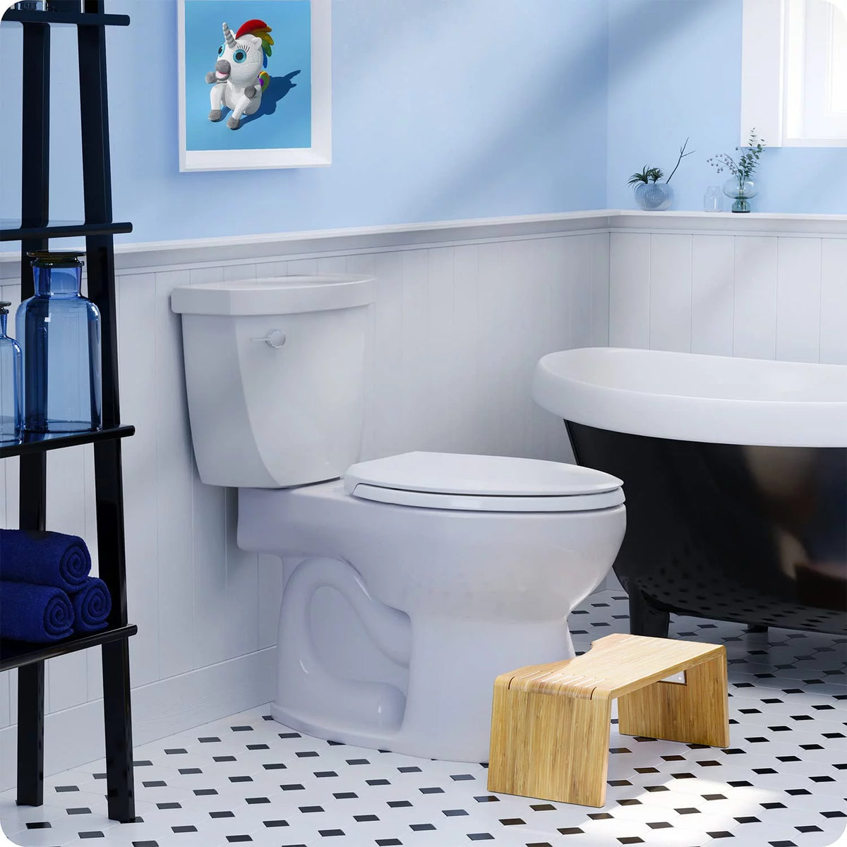 Folding Bamboo Toilet Stool 7 Inches I1793