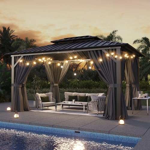 10x12 Aluminum Gazebo with Steel Roof and Netting P3641