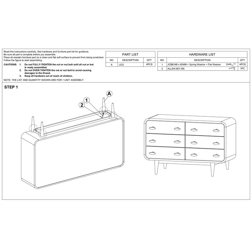 Brown 6 Drawer Solid Wood Dresser I7266