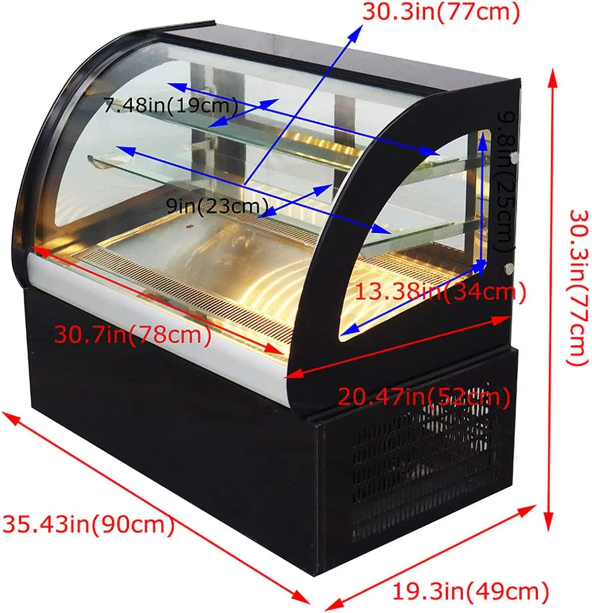 36" Commercial Refrigerated Cake Display Cabinet 220V W61997