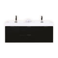 60 in. Double Sink Wall Mount Black Bathroom Vanity Y5476