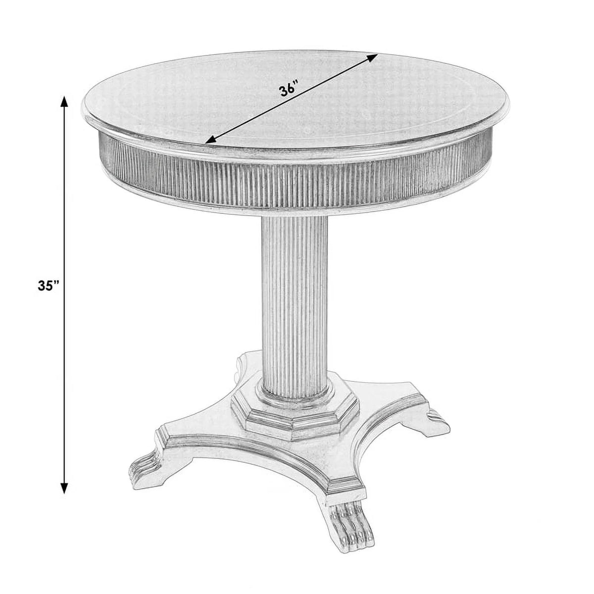 Brown Ribbed Wood Pedestal Foyer Table W5475