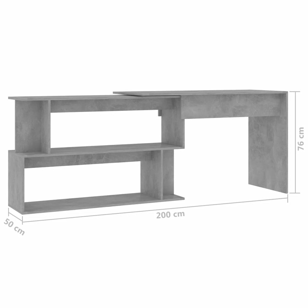 Concrete Gray Engineered Wood Corner Desk L94302
