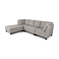 Beige and Dark Brown Fabric Sectional Sofa with Ottoman L624