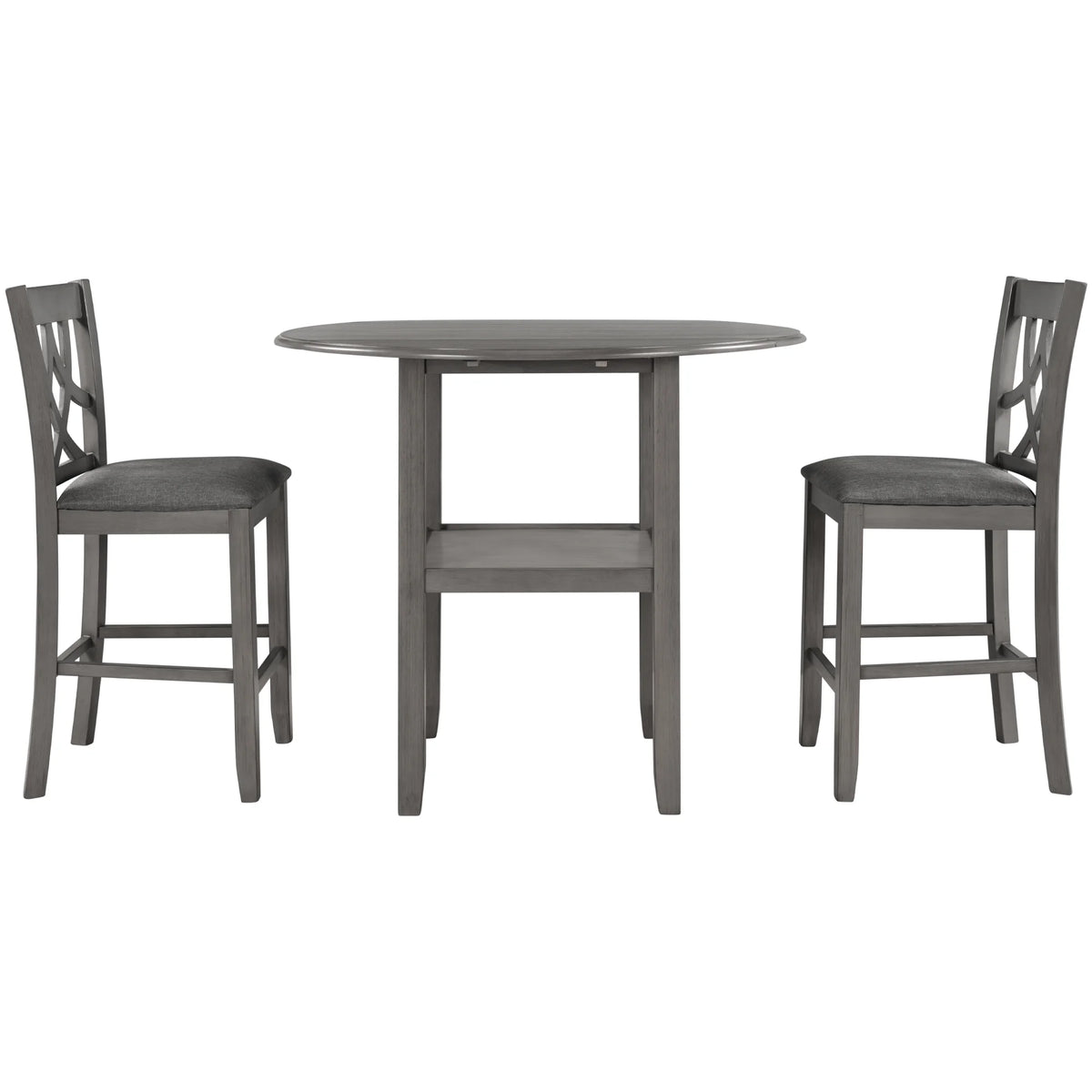 3 Piece Round Drop Leaf Dining Table Set with 2 Chairs N7237