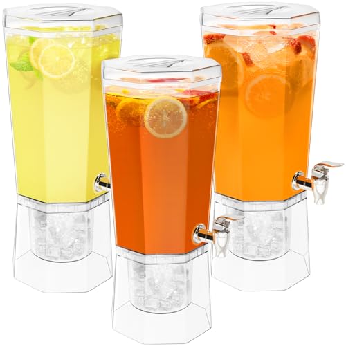 1 Gallon Clear Plastic Drink Dispensers with Stand, 2 Pcs E7935