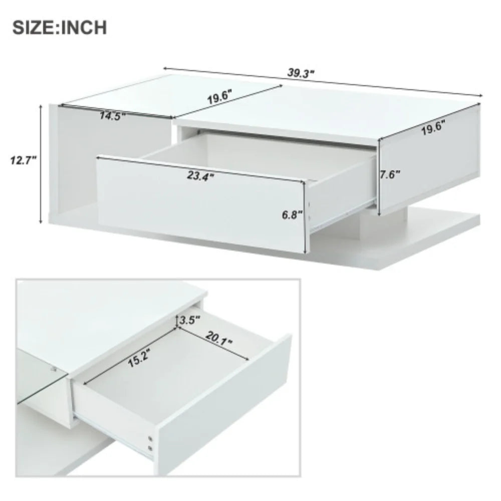 White 2-Tier Tempered Glass Coffee Table Y906611