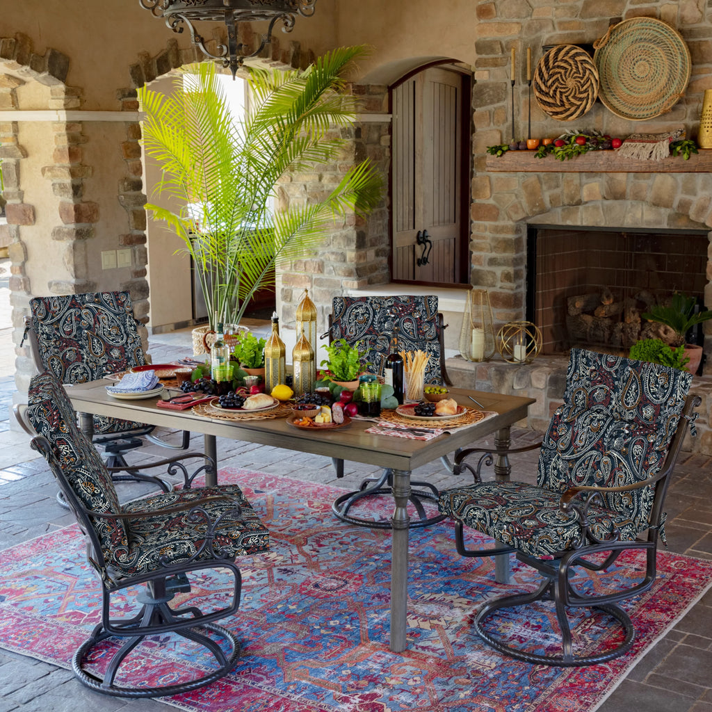 Navy Paisley Outdoor Chair Cushion H56114