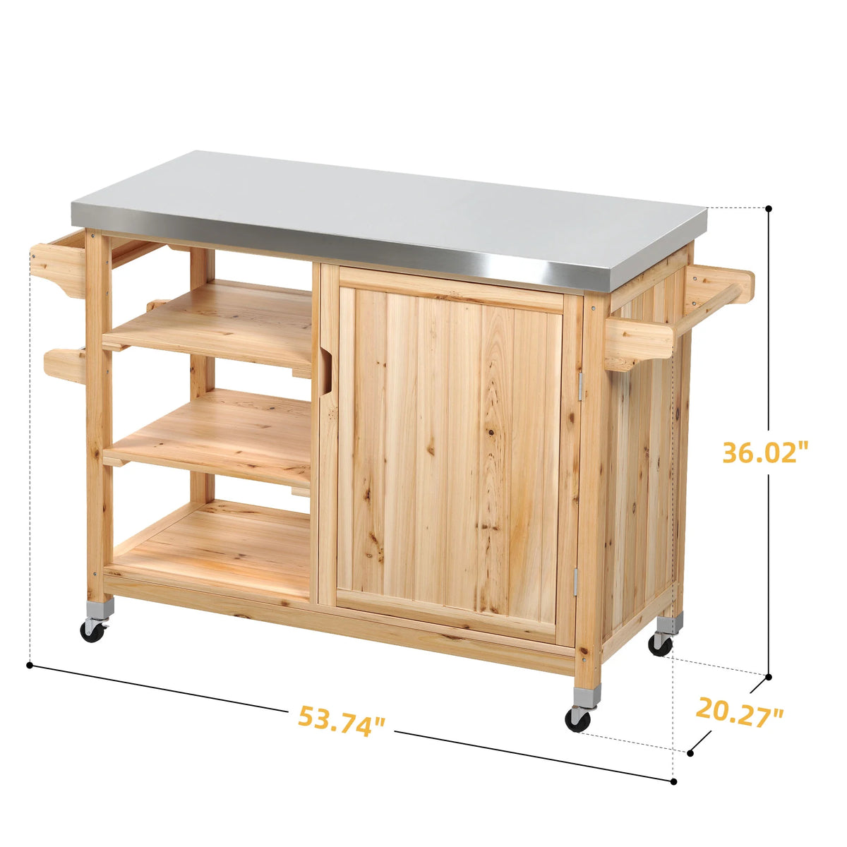 Solid Wood Movable Outdoor Table with Stainless Steel Top S8555