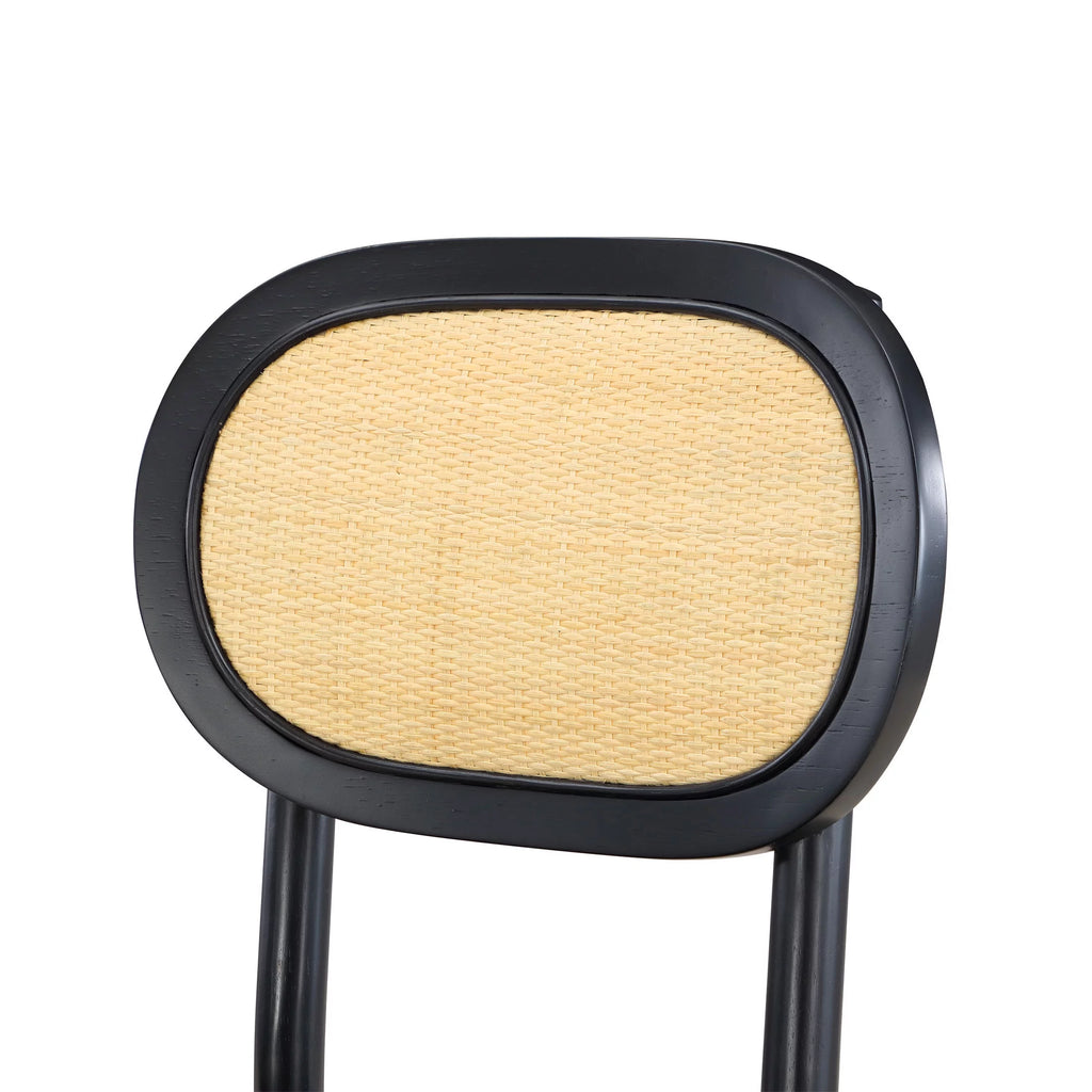 Black Rattan and Solid Wood Dining Chairs I1249