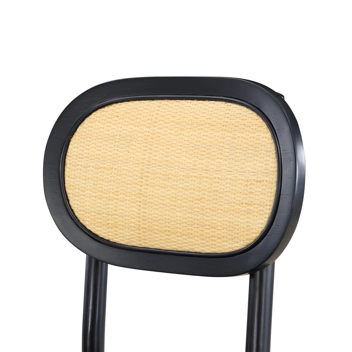 Black Rattan and Solid Wood Dining Chairs I1249