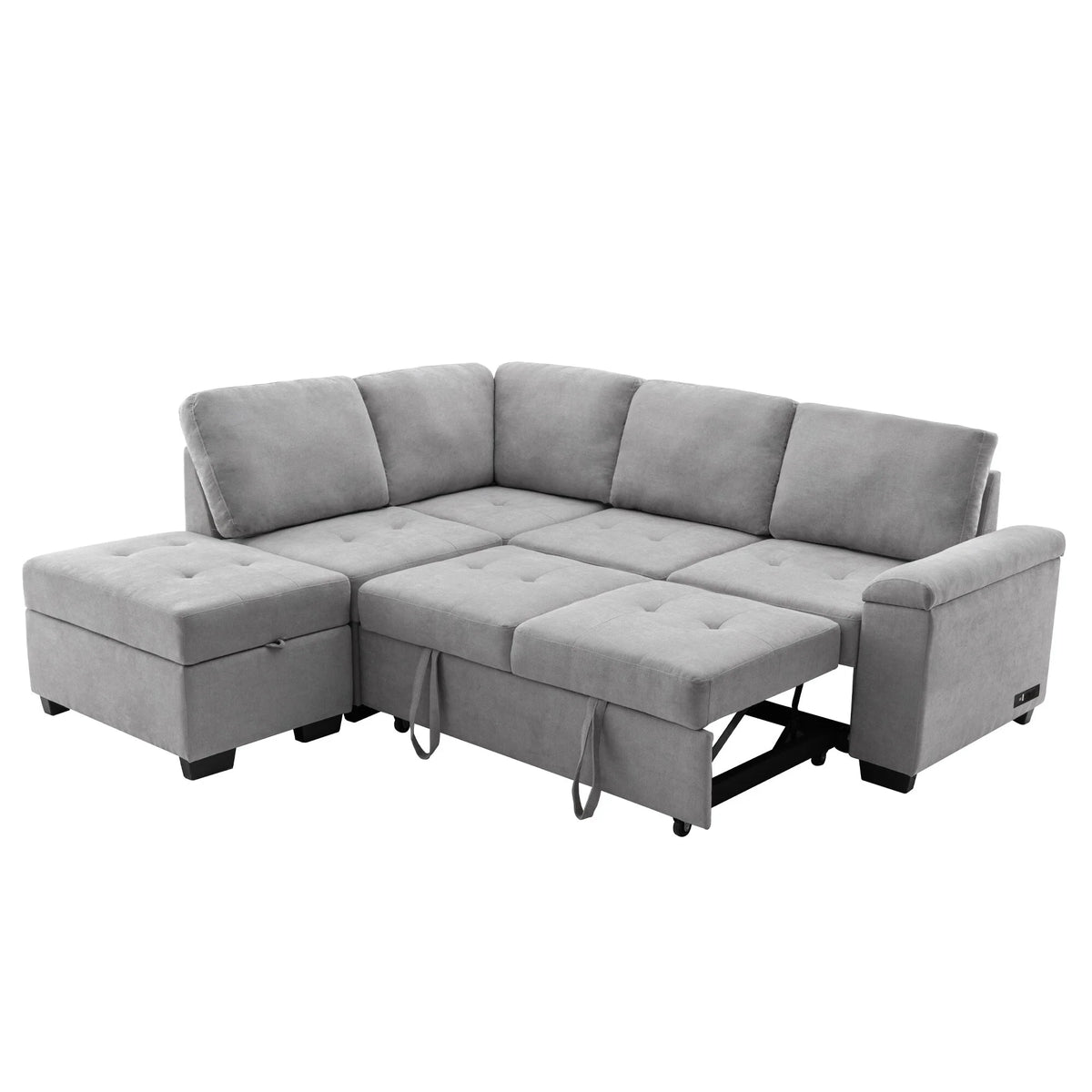 L-Shape Sleeper Sectional Sofa with Storage Ottoman M428323