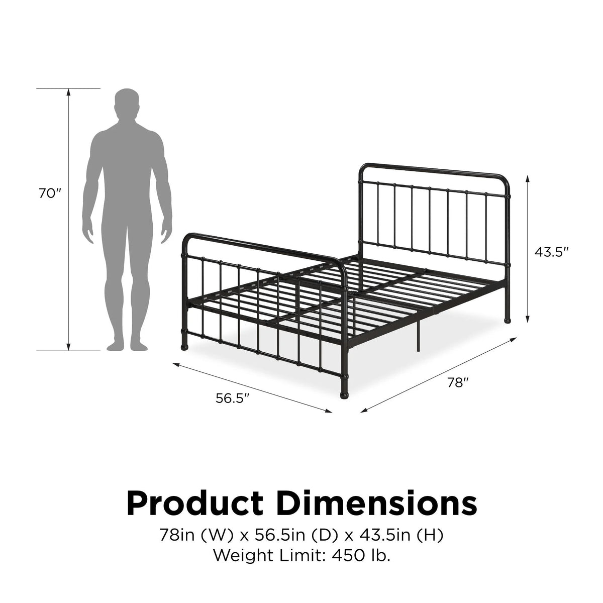 Black Full Metal Bed V37631
