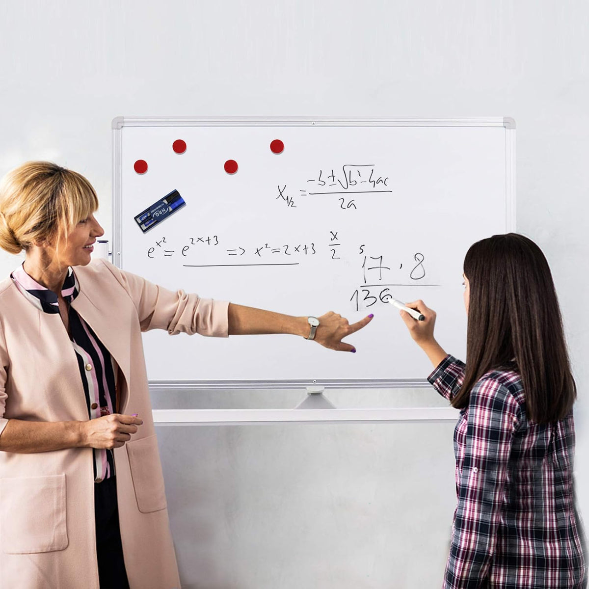 36x24 Double Sided Magnetic Dry Erase Whiteboard on Wheels Q117599