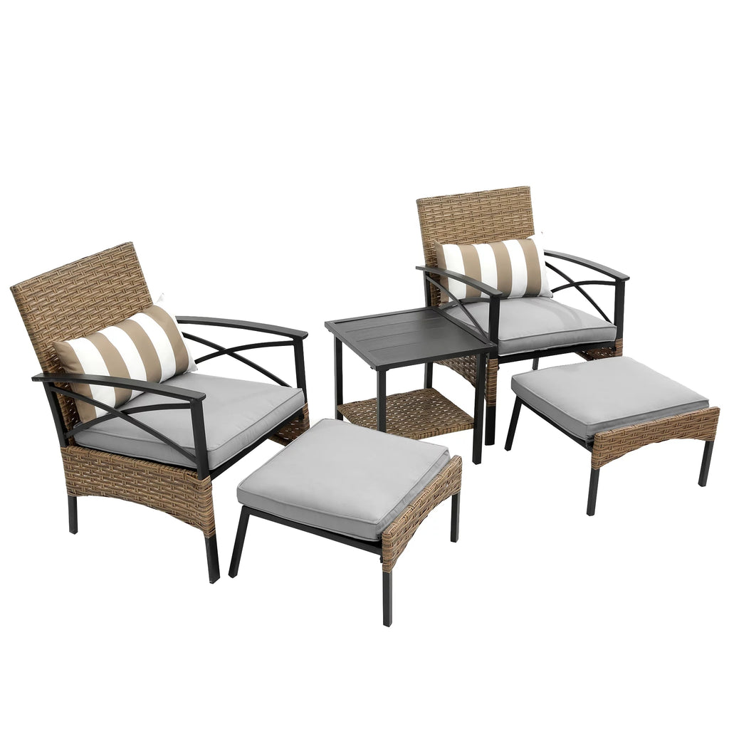 5 Piece PE Wicker Patio Furniture Set with Coffee Table B286