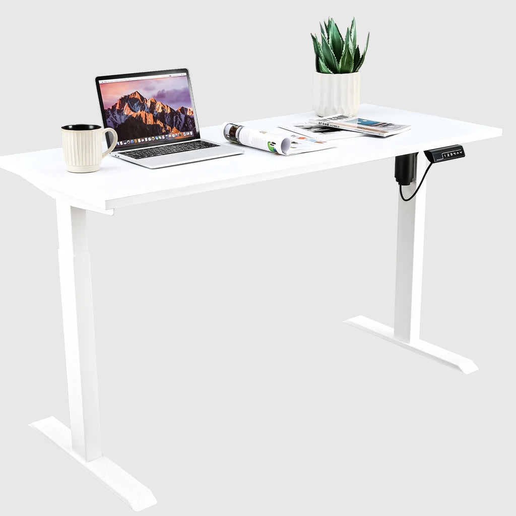Electric Standing Desk 55 x 24 Inches Height Adjustable White O43491