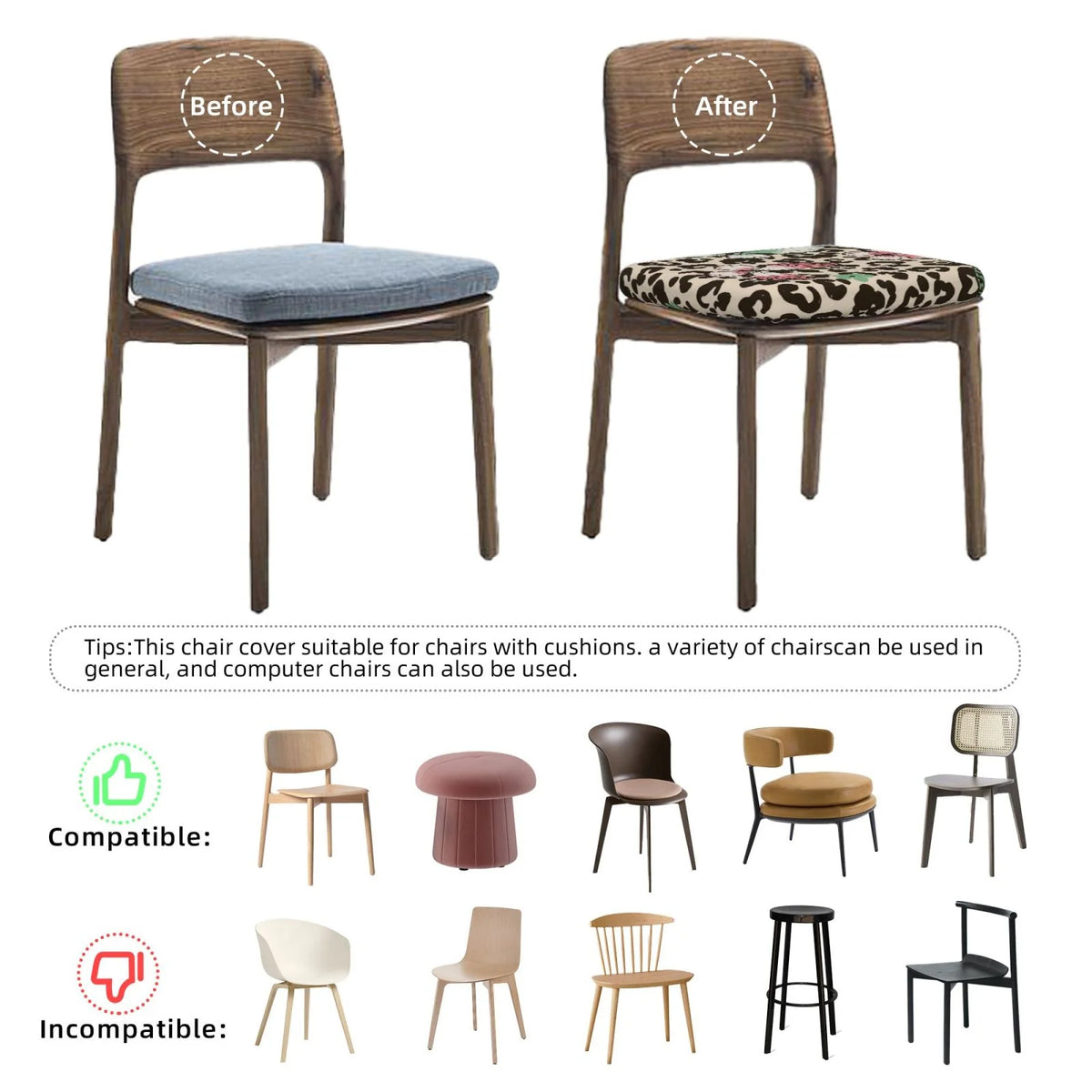 Leopard Dots Print Stretch Dining Chair Seat Covers D4591