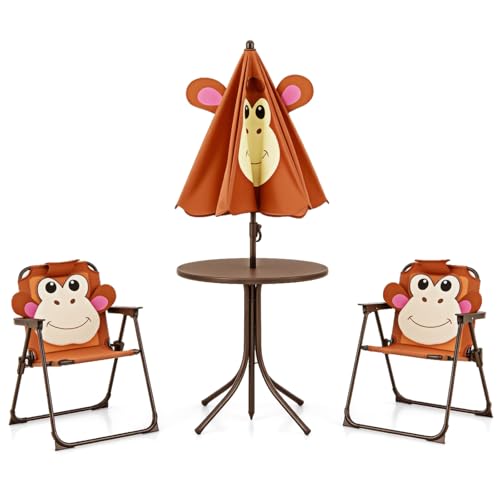 Kids Picnic Table with Umbrella and 2 Folding Chairs F541