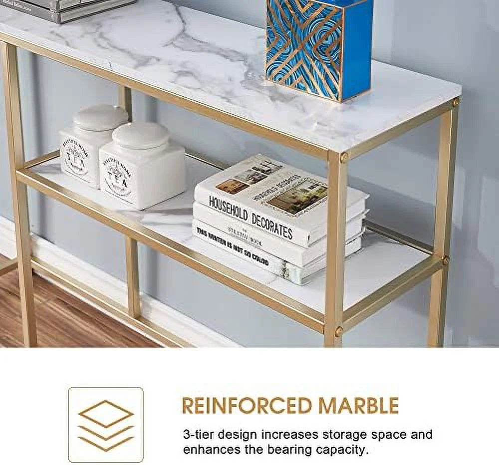 Narrow White Marble Console Table 47 inch Z86750
