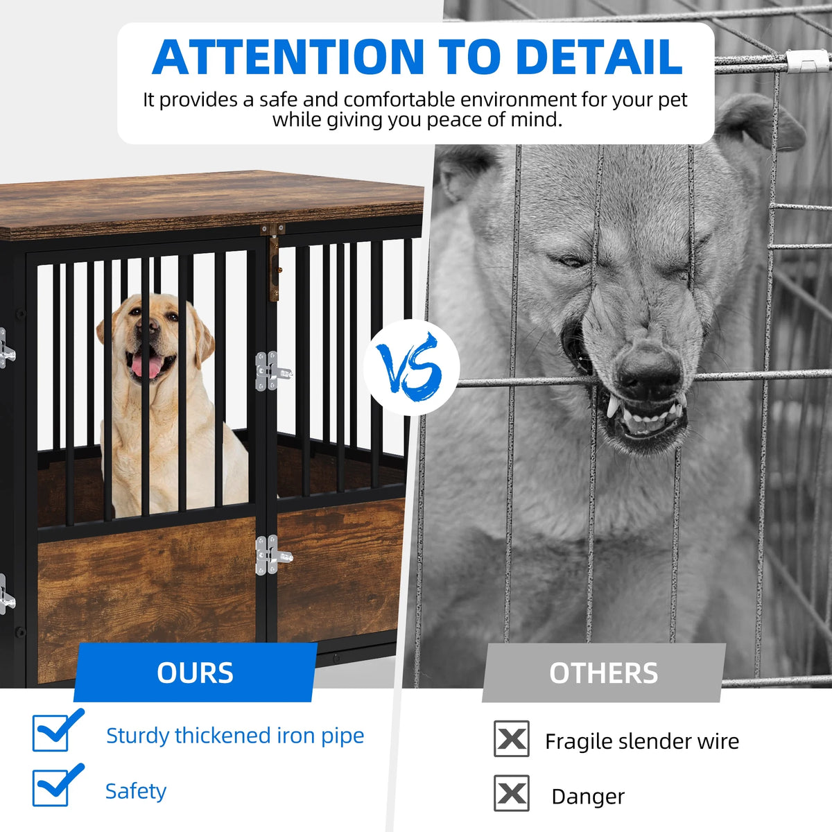 Large 38in Heavy Duty Metal Dog Crate and Kennel with Wheels X4113