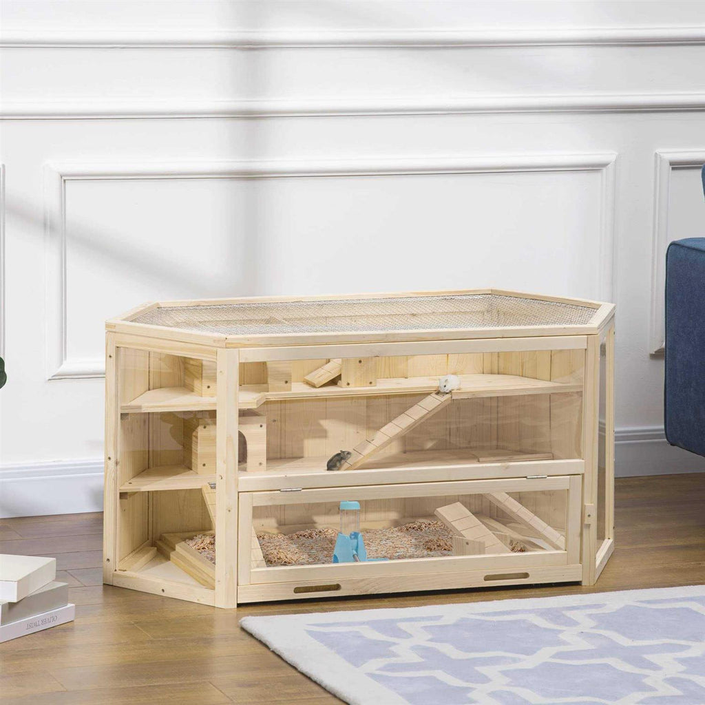 3 Tier Wooden Hamster Cage Small Animal House D119118
