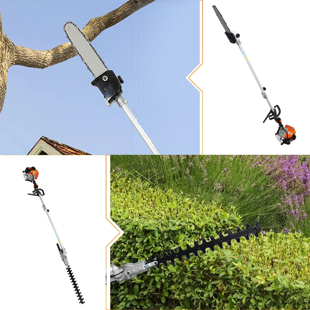 4 in 1 Gas String Trimmer with Pole Saw, Hedge Trimmer and Brush Cutter, 33CC 2-Cycle L484