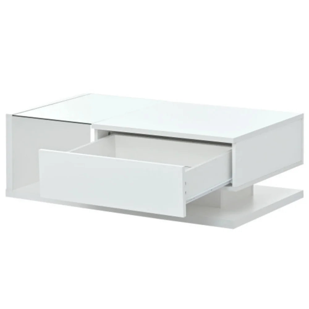 White 2-Tier Tempered Glass Coffee Table Y906611