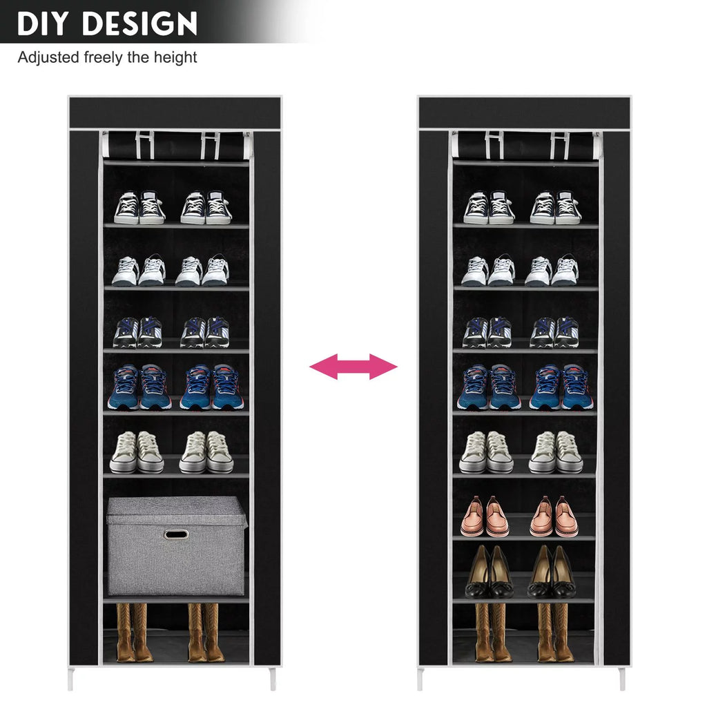 10 Tiers 9 Lattices Shoe Rack Storage Organizer Black P885