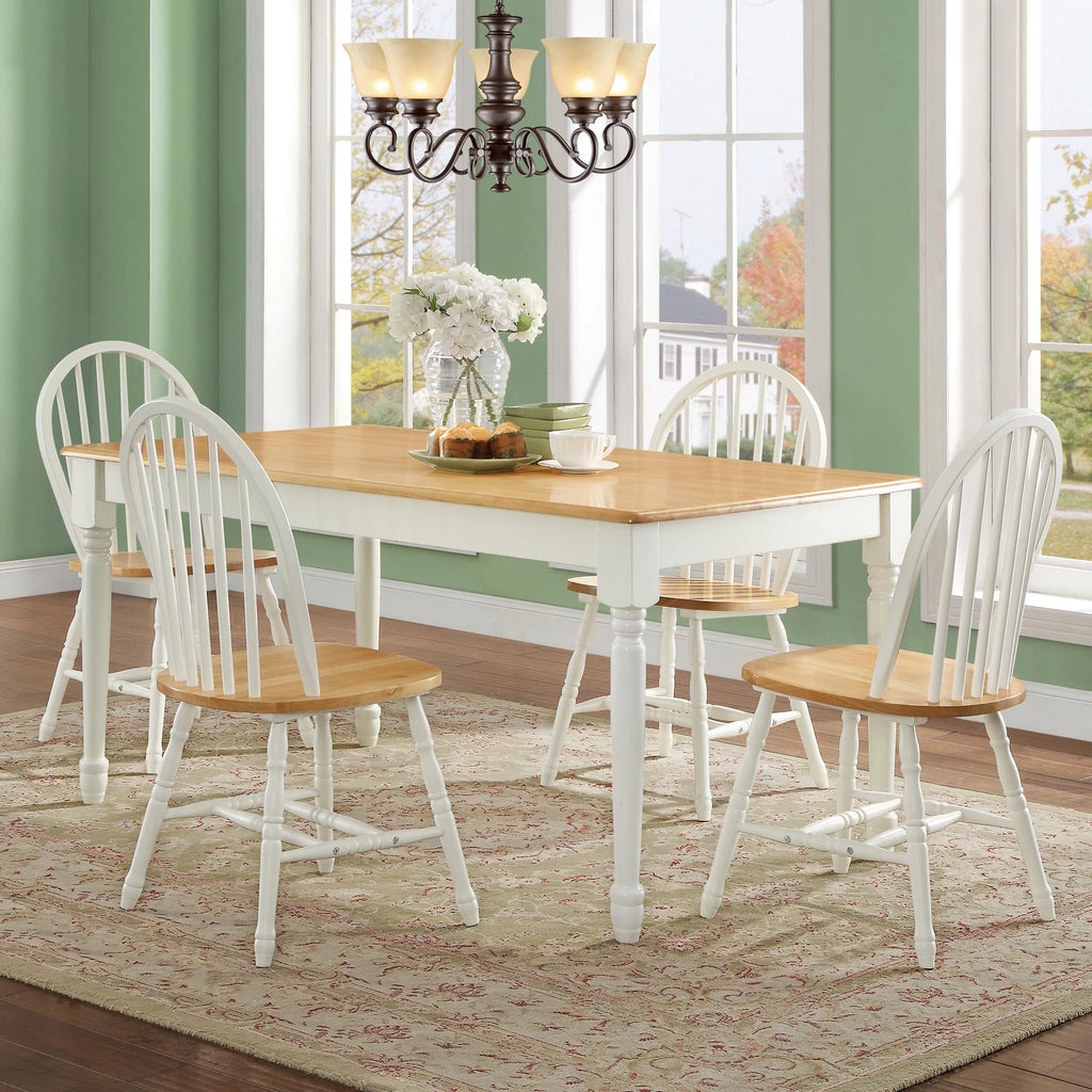 White and Oak Solid Wood Dining Chairs Set of 2 B43175