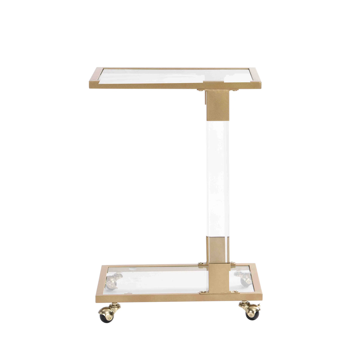 Chrome Glass C Shape Square Side Table R255